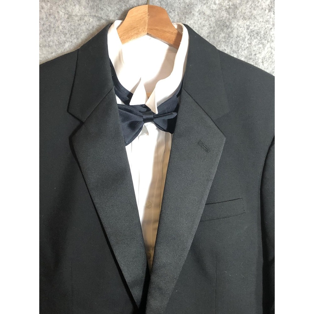 Jean Yves Tuxedo Jacket Mens 46 Black Wool Two Button Notch Lapel Formal Wedding